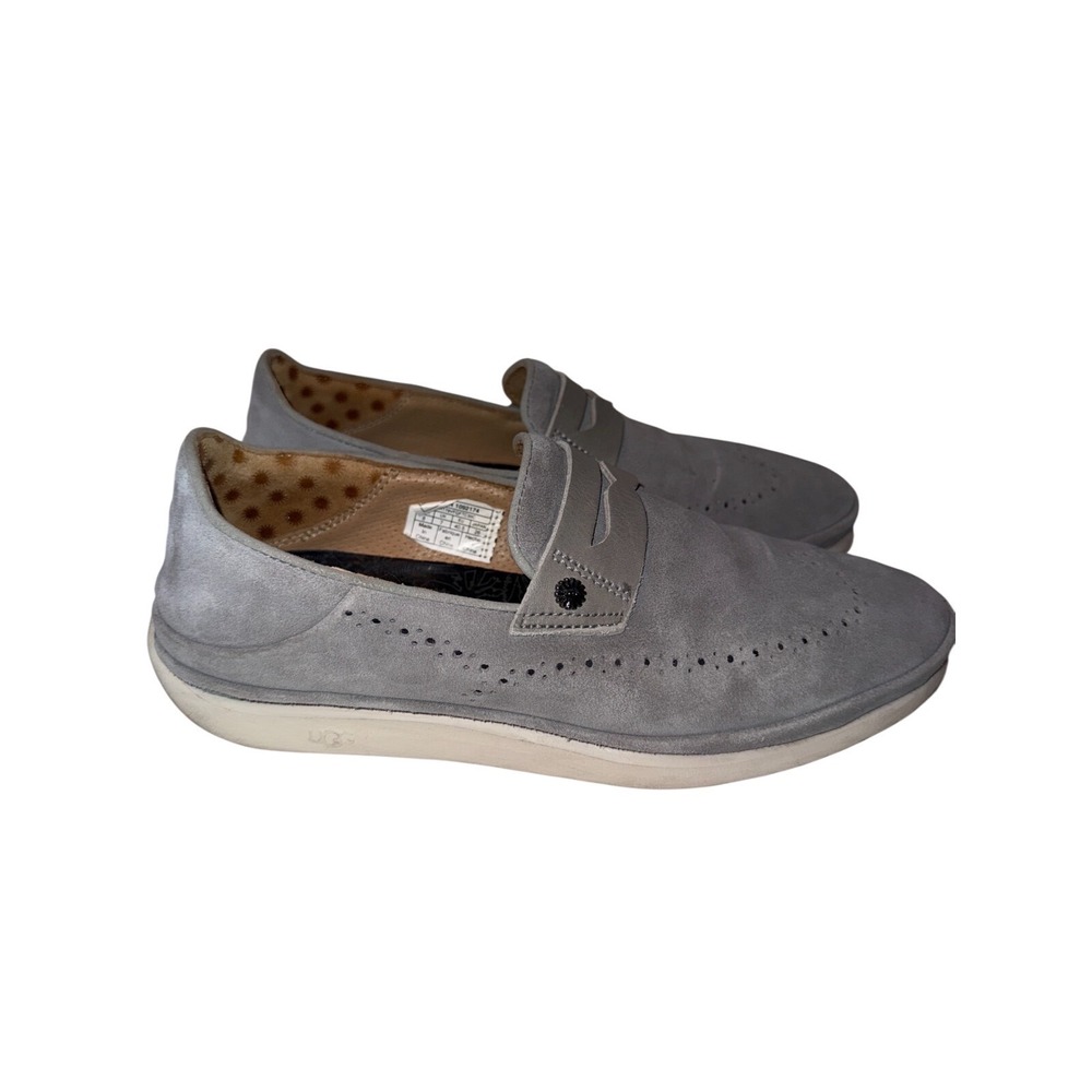 UGG Cali Penny 1092174 Mens Loafers 8 Gray Suede Perforated Casual Slip On Shoes